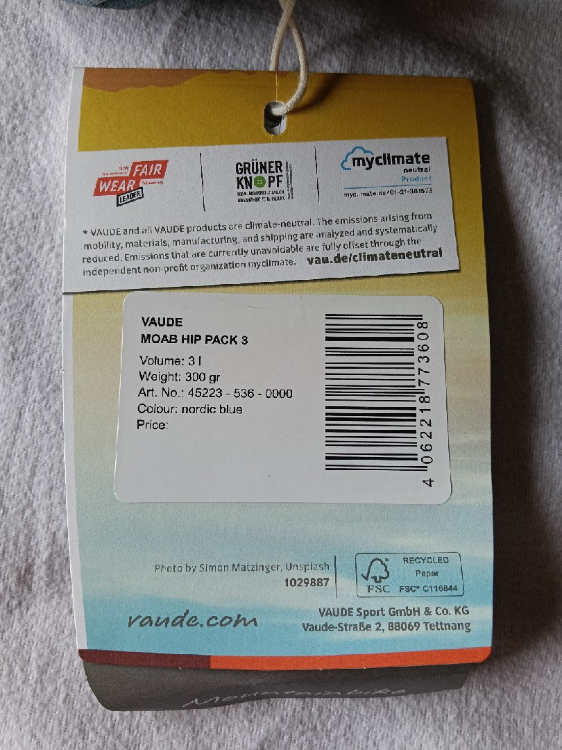 Marsupio unisex Vaude 3 LT nuovo