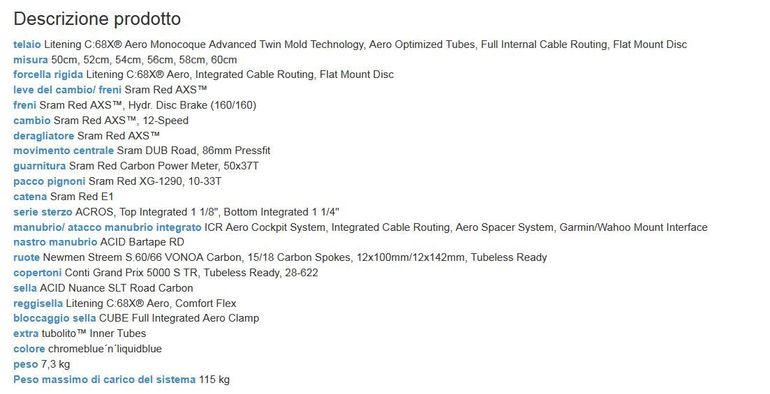 Cube Litening Aero C:68x Slx — telaio in Carbonio, Nuovo