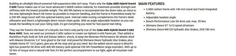 Cube Ams Hybrid One44 C:68x Race 400x Demo — telaio in Carbonio, Ottime condizioni
