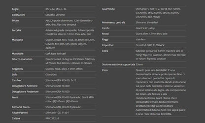Giant Revolt 0 — gruppo Shimano GRX, taglia M