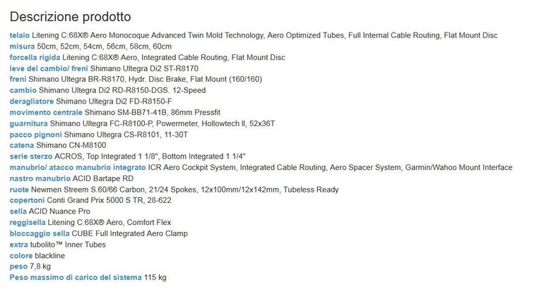 Cube Litening Aero C:68x Race — gruppo Shimano Ultegra Di2, taglia 50 cm