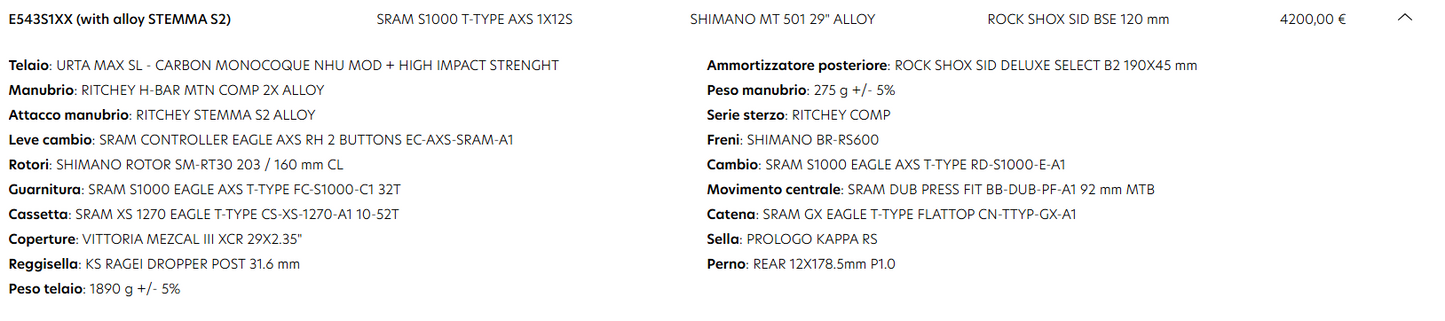 Wilier Triestina Urta Max Sl 2025 usata — dettaglio