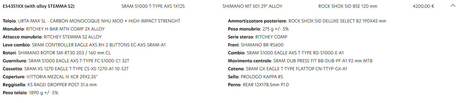 Wilier Triestina Urta Max Sl 2025 usata — dettaglio