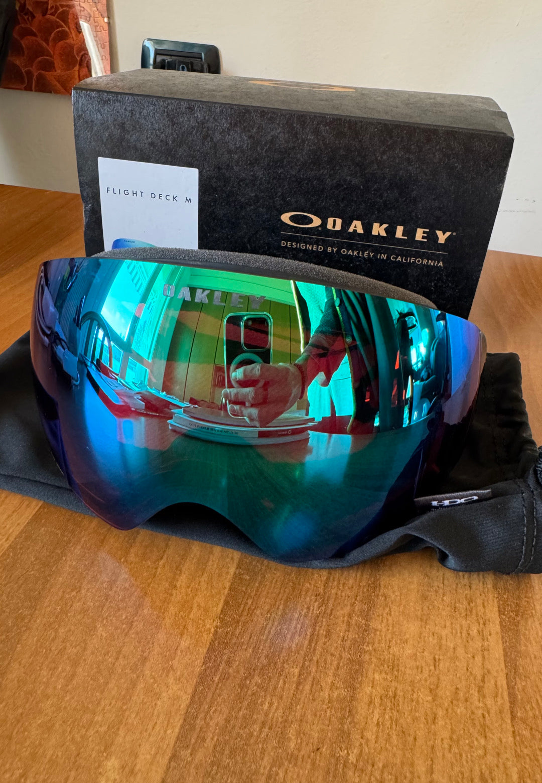 Maschera sci Oakley Flight Deck M Argon iridium nuova