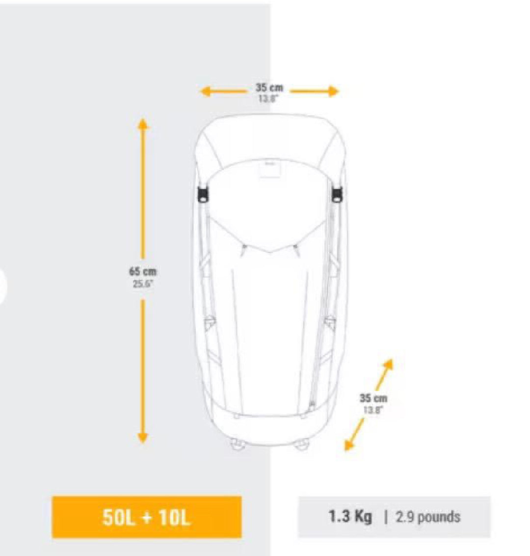 Zaino trekking MT 900 Light 50+10 litri usato
