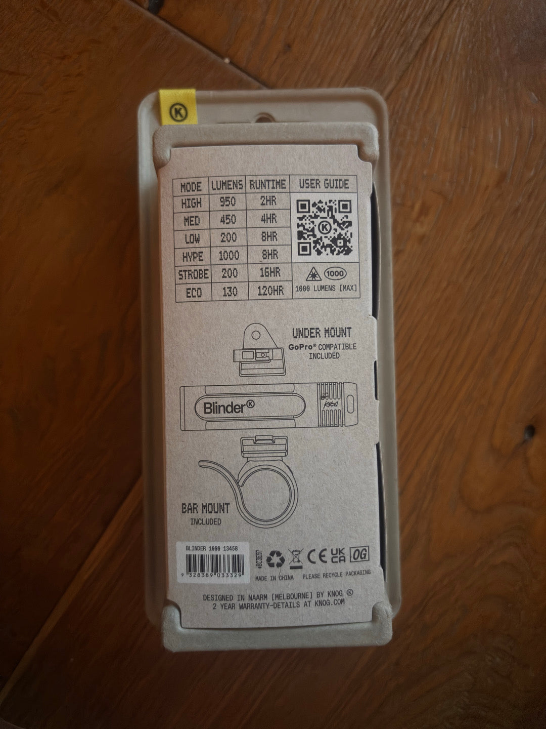 Luce fronte bici Knog Blinder 1000 nuova