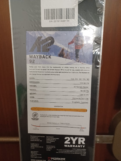 Sci scialpinismo K2 wayback 181 cm+ Attacchi Plum Pika nuovi