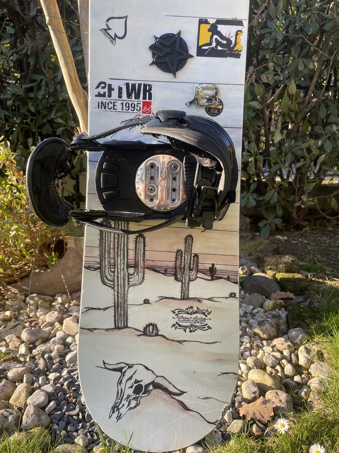 snowboard usato Gnu 159W con attacchi Ride XL