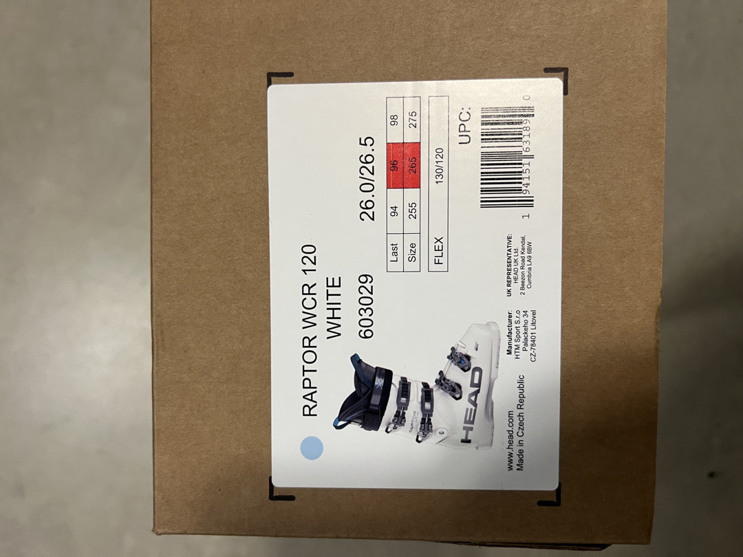 Head Raptor WCR 120 White tg 26.5 usati una volta