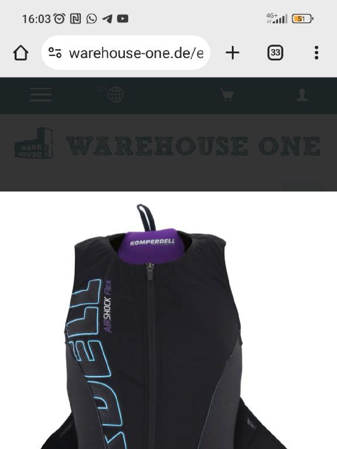 Protezione schiena sci Komperdell AirShock Flex tg. M nuova